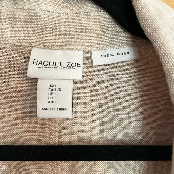 Rachel Zoe Women's Tan Linen Oversized Boyfriend Blazer Size Large - Picture 2 of 7
